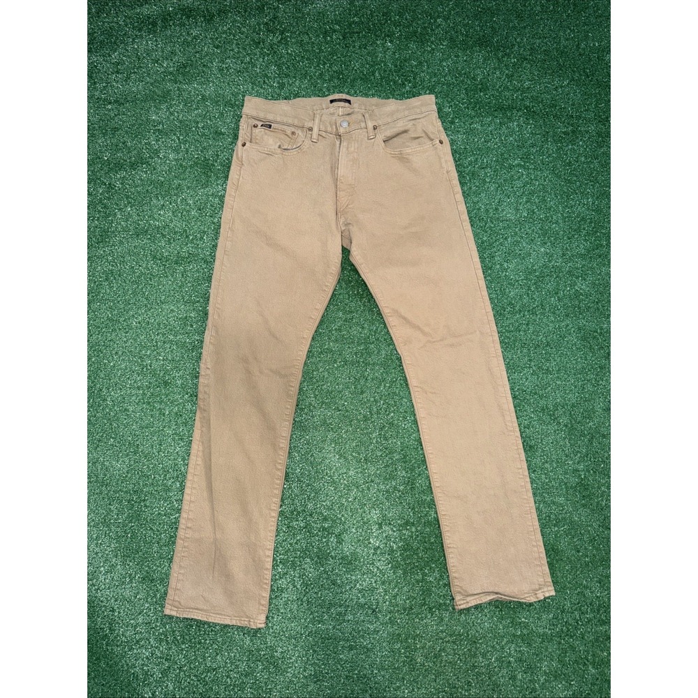 Polo Ralph Lauren Jeans Mens 32x32 Brown Tan Denim Varick‎ Slim Straight
